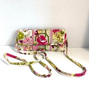 Vera Bradley Tri-Fold Wallet Crossbody Purse Combo Make Me Blush Cotton Quilted